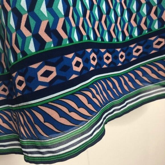 MAEVE ANTHROPOLOGIE Silk Slip Dress Womens Size Small Geometric Print Mini Boho - Picture 4 of 8